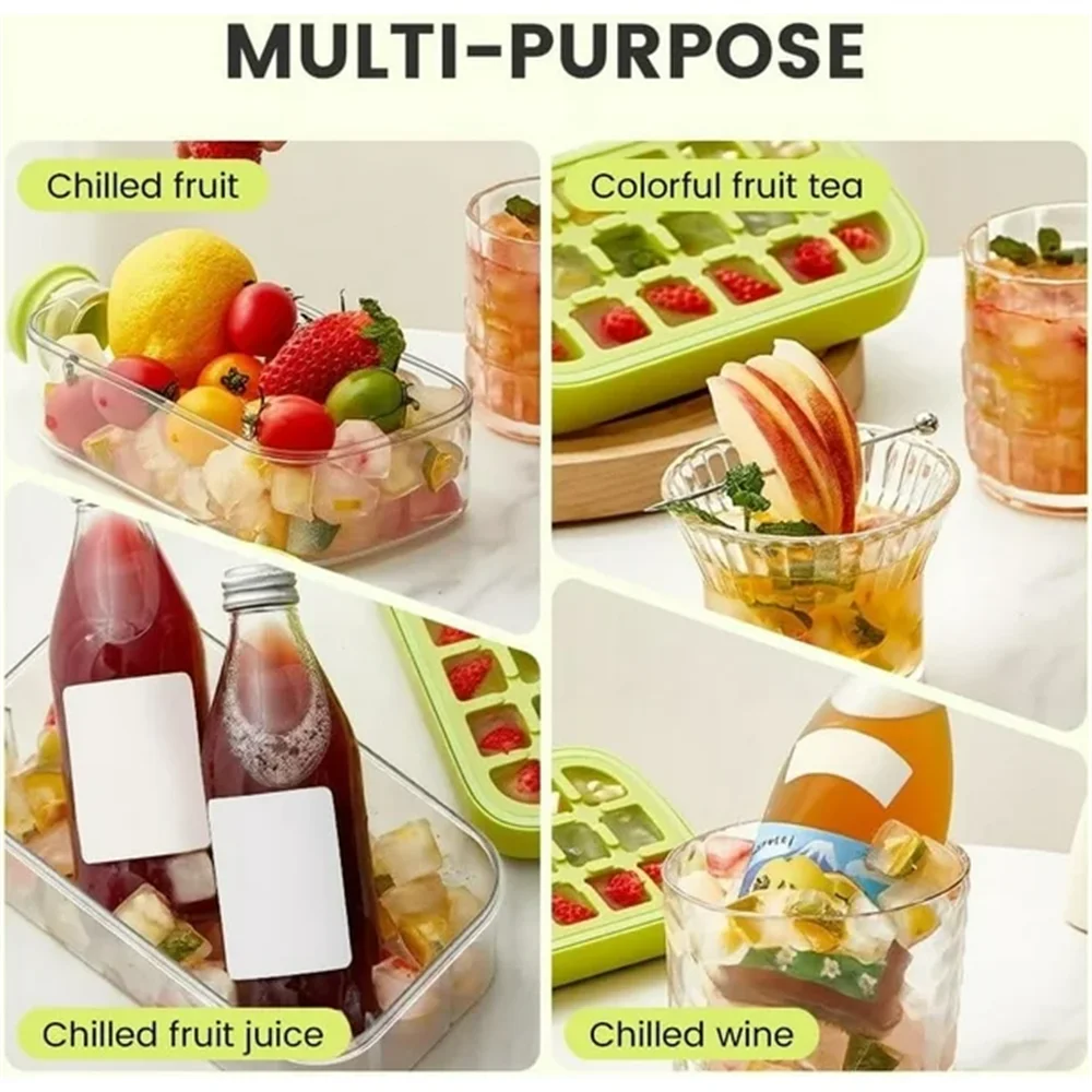 Ice Cube Bottle with Straw, 2 In 1 Touch-Free Push-Type Ice Cube Making Bottle, Easy Release Water Bottle Ice Mold