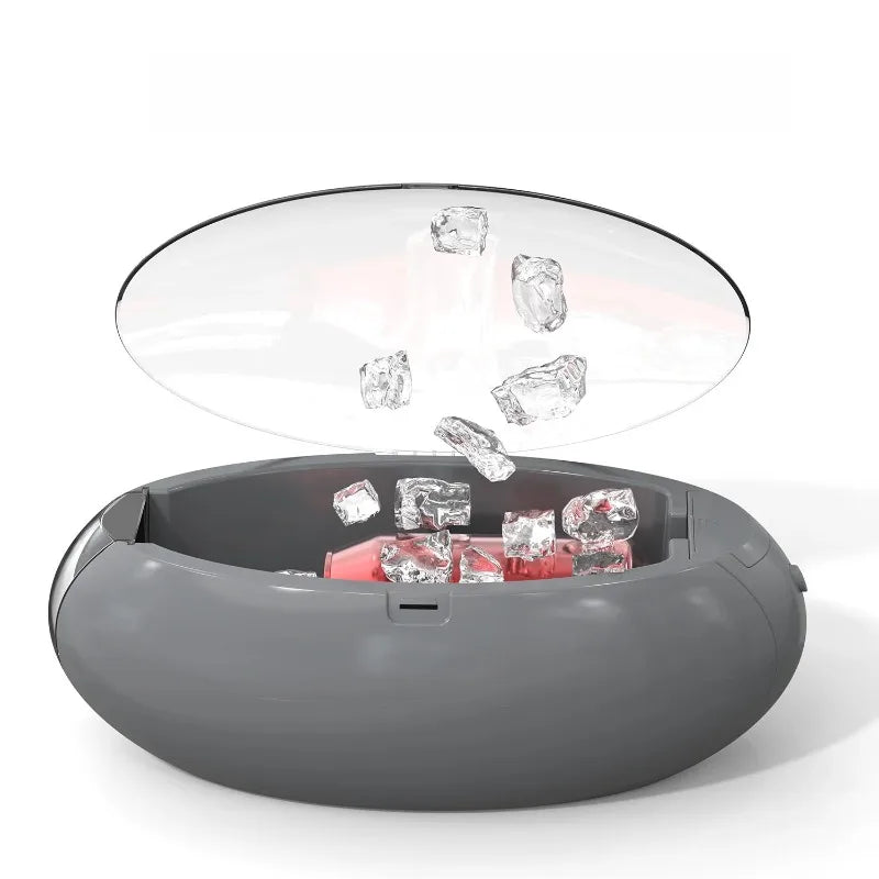 Instant beverage ice buckets and beverage bucket coolers for cans and bottles for ready-to-carry beverages