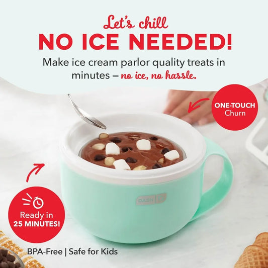 Personal Single-Serve Ice Cream Maker – Compact Gelato, Sorbet & Frozen Yogurt Machine (Aqua)